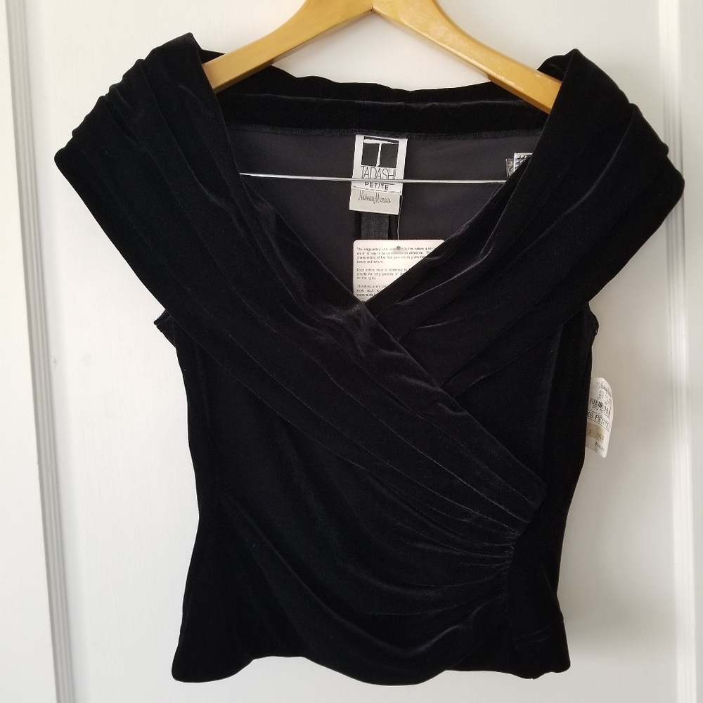 NWT Tadashi Petite Velvet Off Shoulder Evening Top